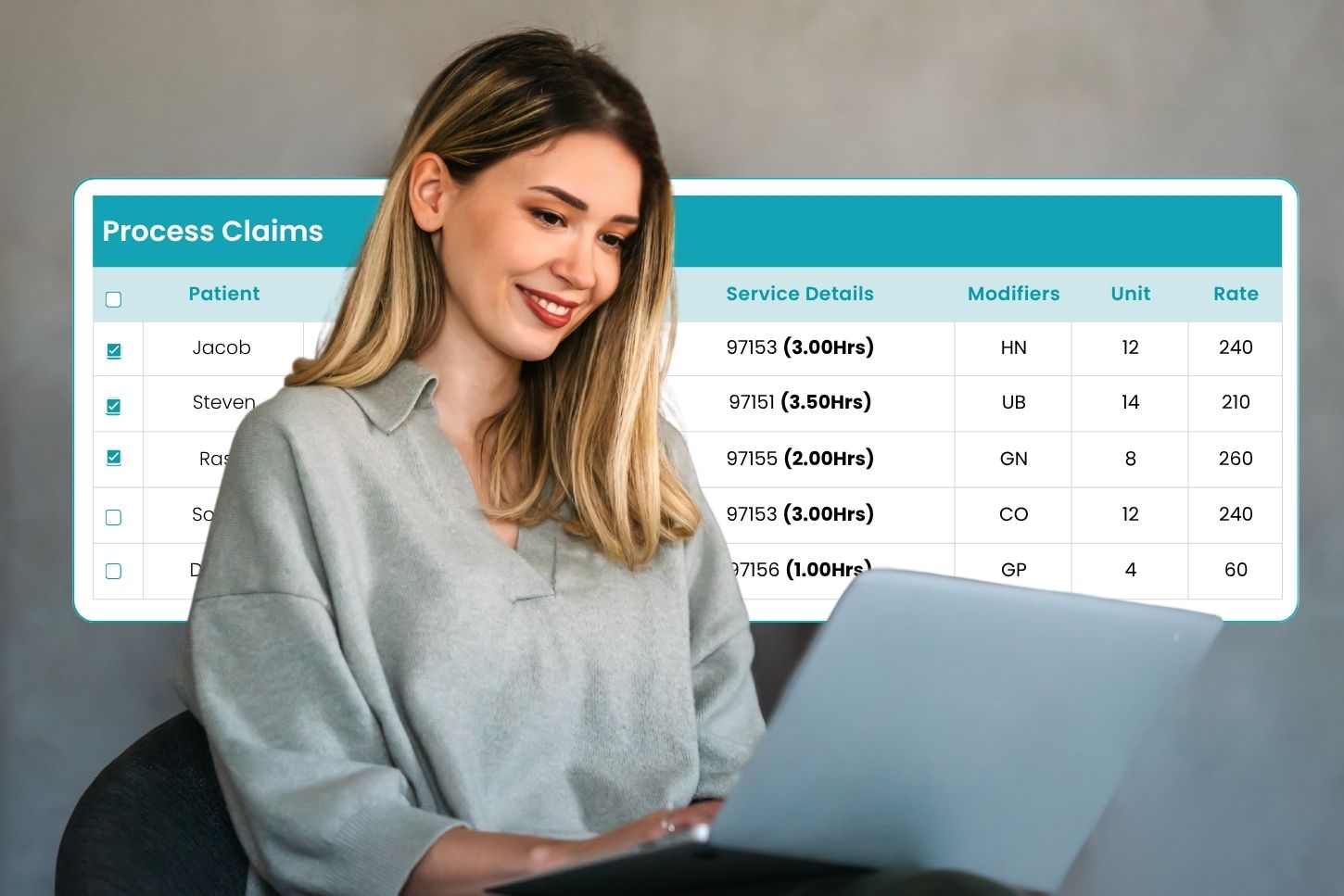 Claim processing interface