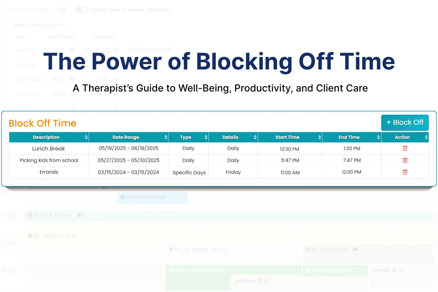 The Power of Block Off Time: A Therapist’s Guide to Well-Being, Productivity, and Client Care