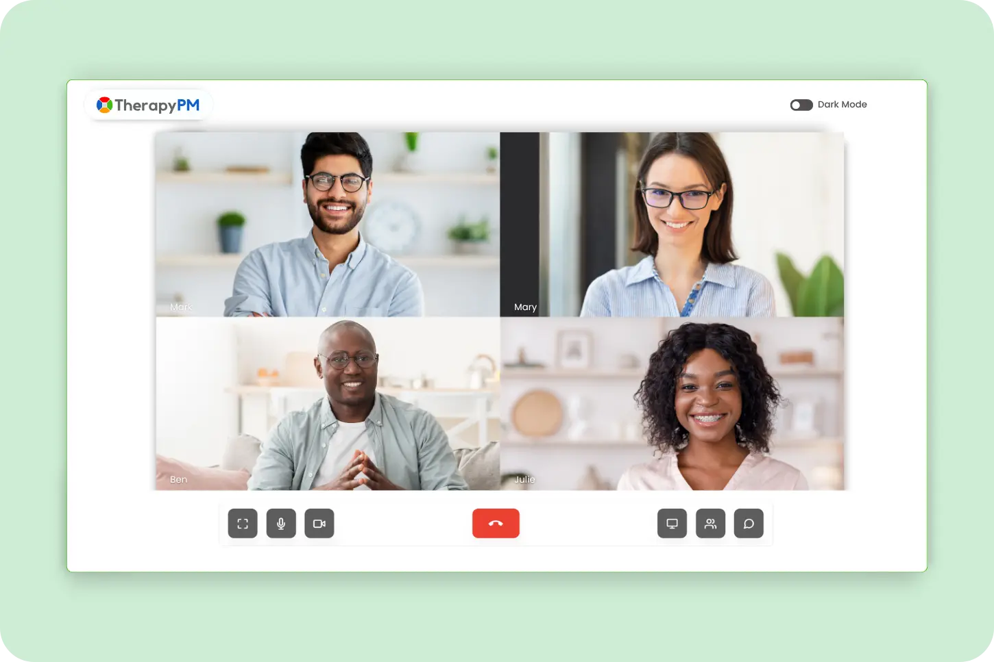 TherapyPM Telehealth Group call illustrated image