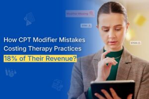 CPT modifier mistakes in therapy billing causing revenue loss and claim denials