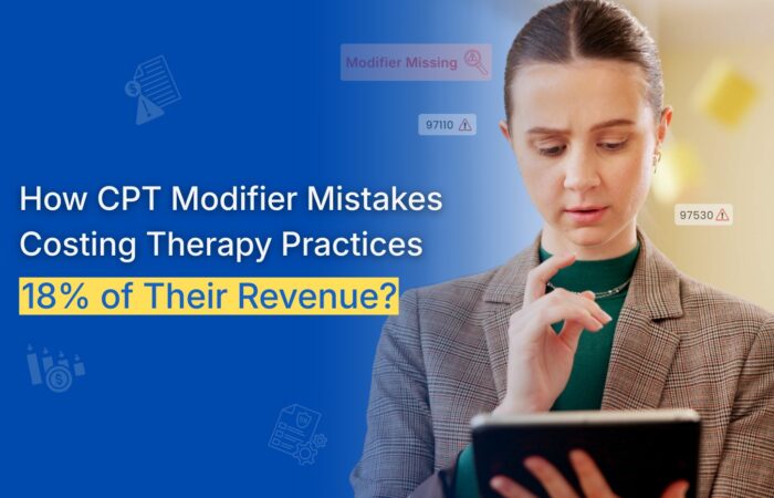 CPT modifier mistakes in therapy billing causing revenue loss and claim denials